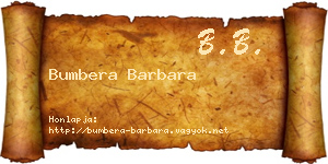 Bumbera Barbara névjegykártya